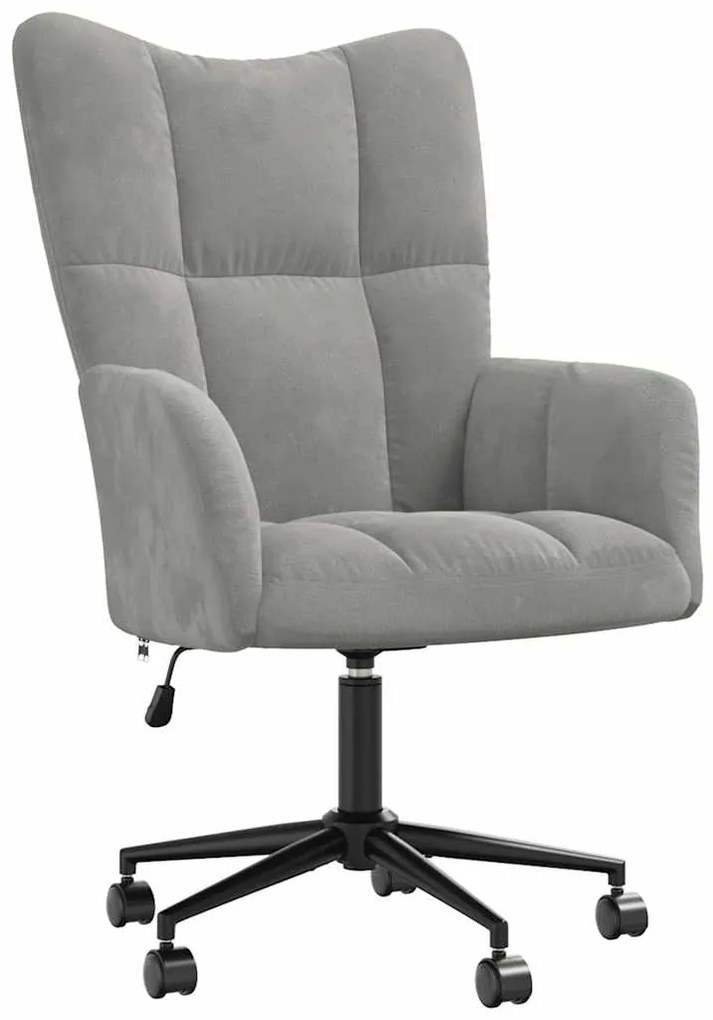 328172 vidaXL Релакс стол, светлосив, кадифе