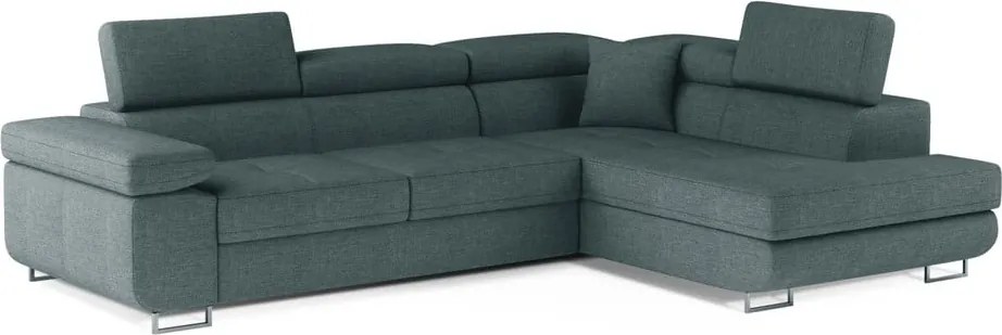 Син разтегателен ъглов диван с място за съхранение (десен ъгъл L форма) Anton – ELTAP