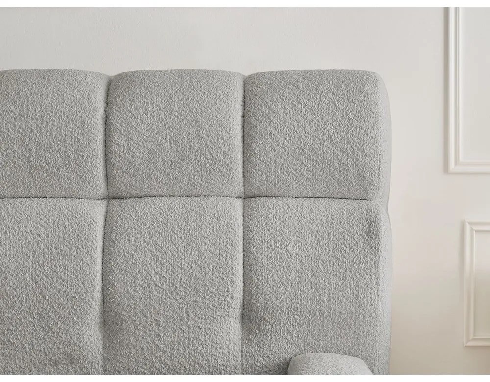 Светлосиво двойно легло 180x200 cm тапицирано с място за съхранение с включена подматрачна рамка Mont Blanc – Bobochic Paris