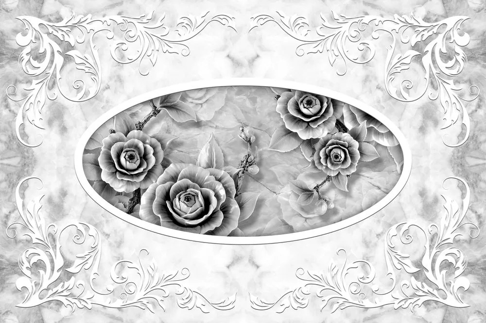 Тапет – Черно-бели каменни рози