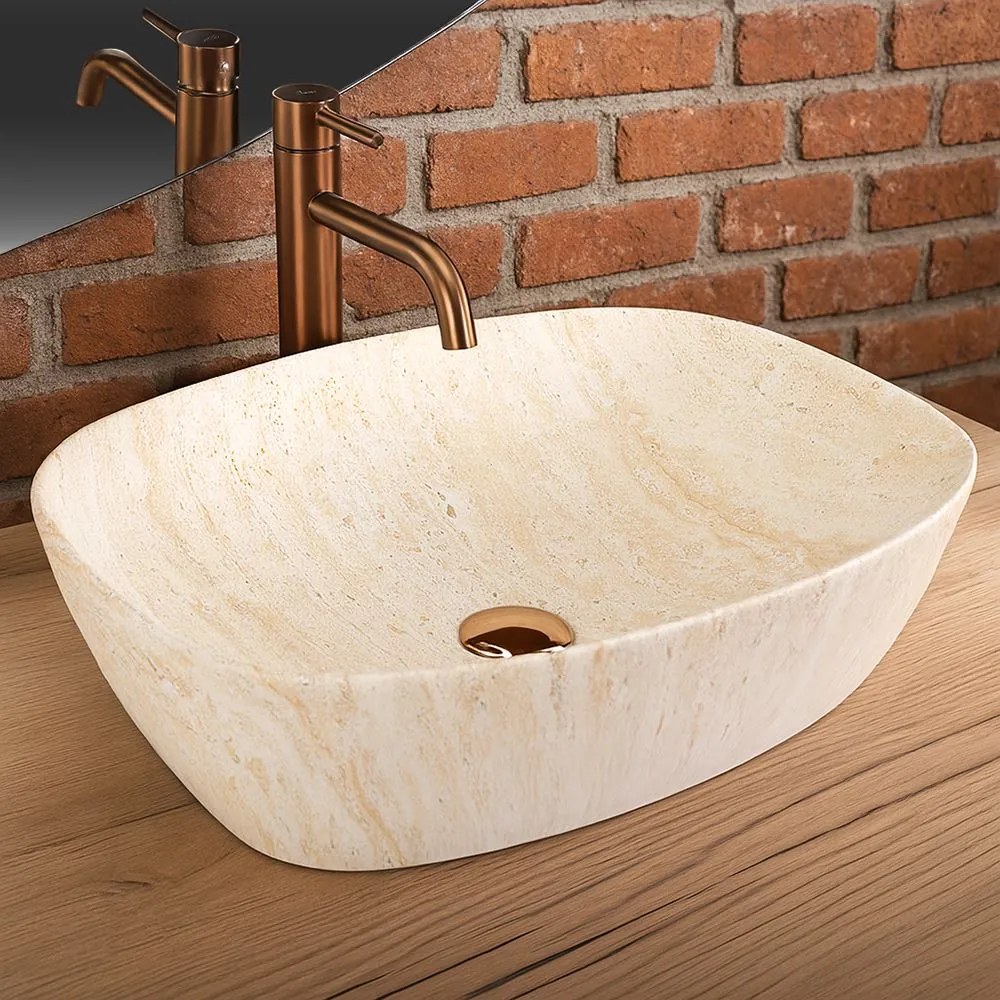 Умивалник за плот Rea Freja Travertine Matt