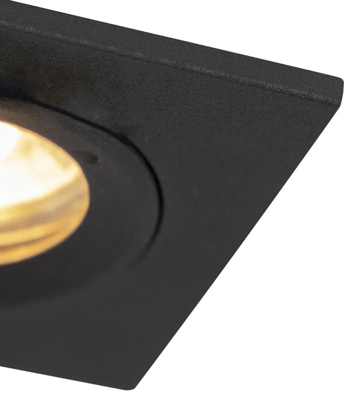 Интелигентен вграден прожектор черен квадратен IP44 вкл. Wifi GU10 - Xena