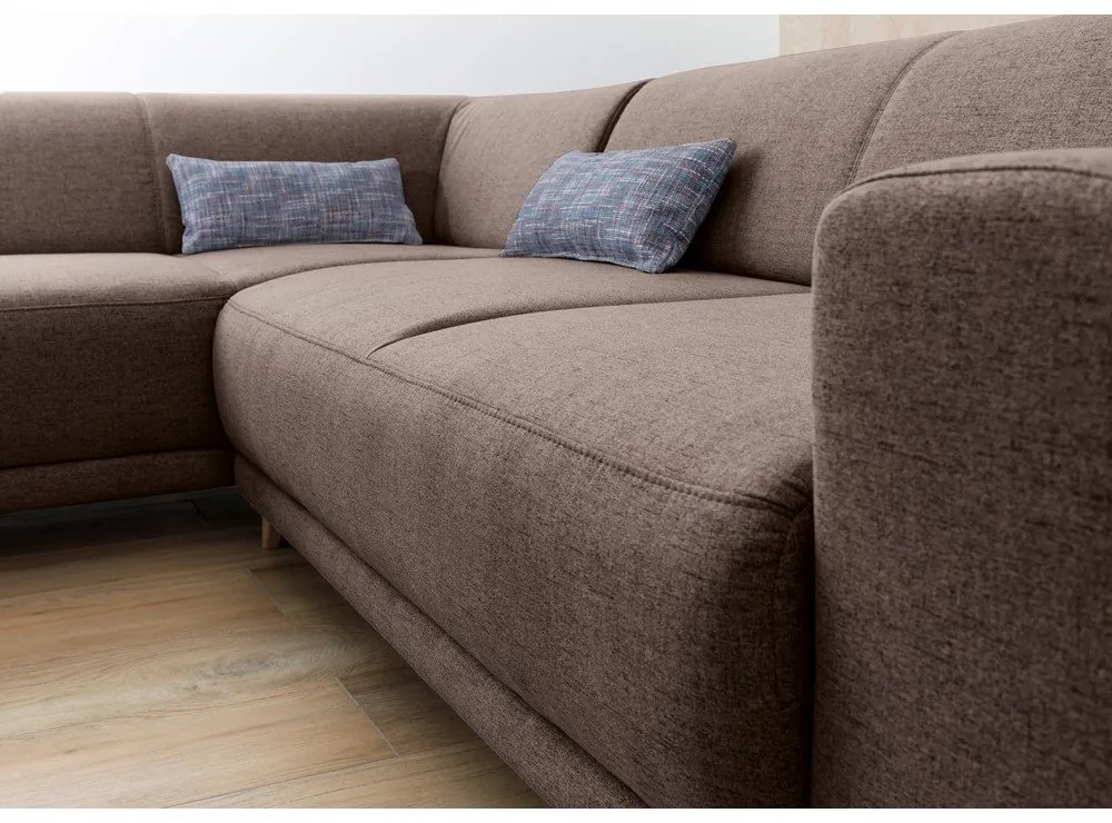 Кафяв разтегателен/с място за съхранение ъглов диван (ляв ъгъл/L форма) Classy Sophie – Miuform