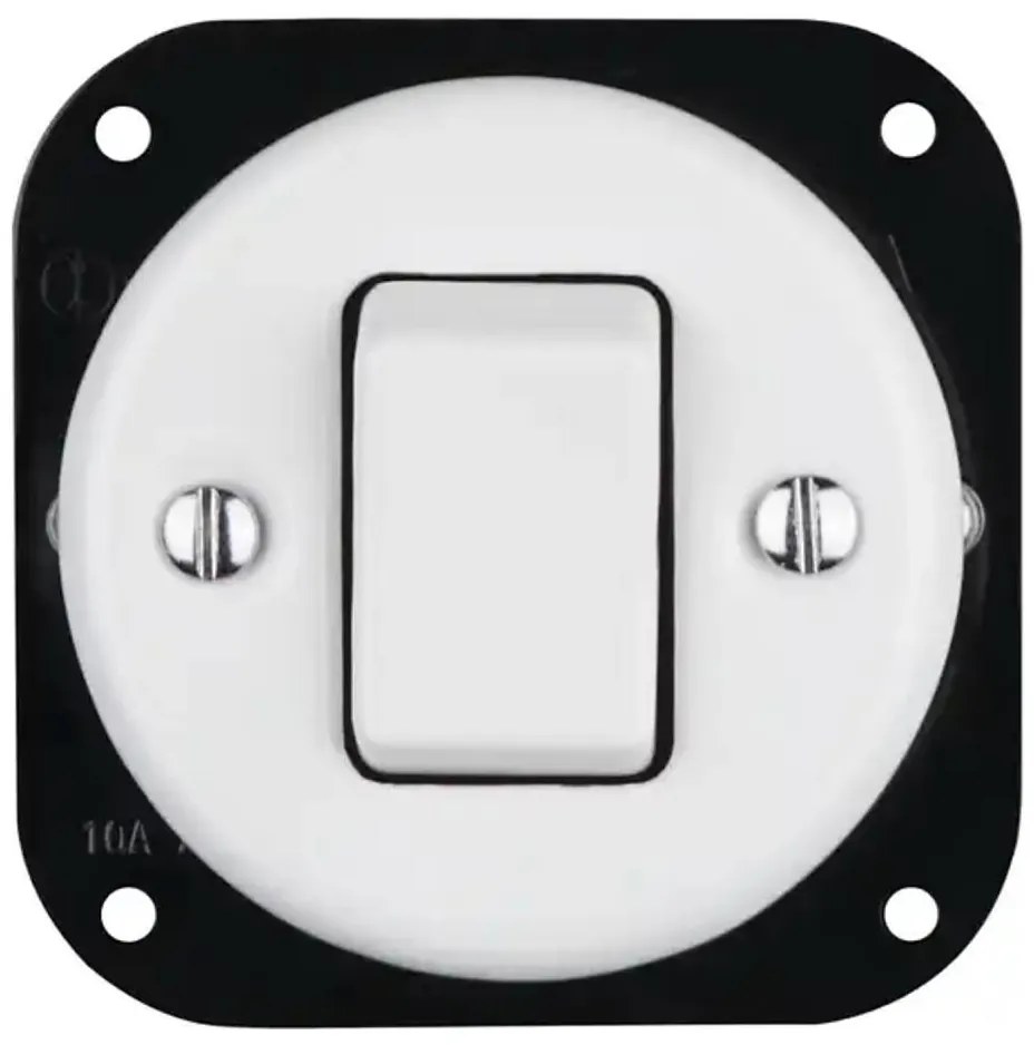 Bohemia-Design - Порцеланов ретро едноклавишен ключ без рамка № 7, бял