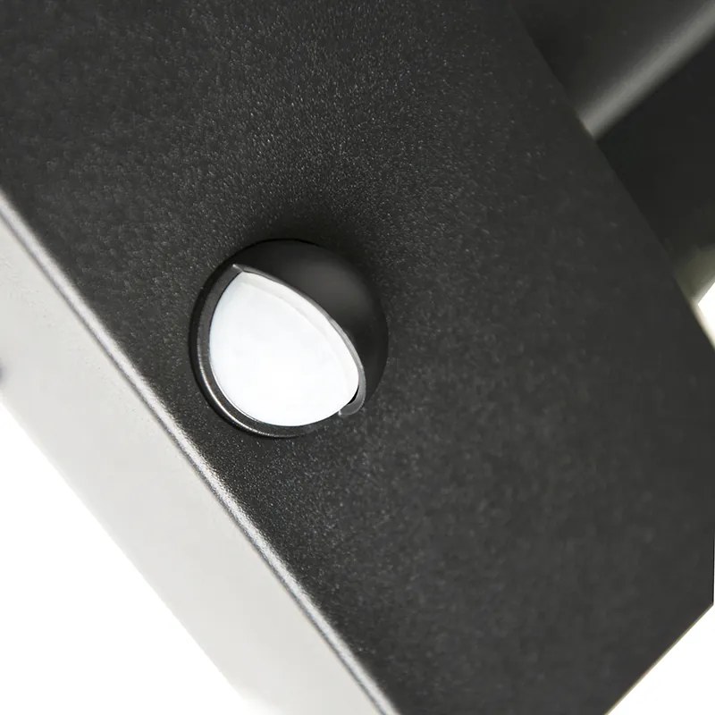 Външна стенна лампа черна с датчик за движение IP44 - Rotterdam