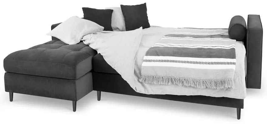 Тъмно сиво кадифено ъглово канапе , ляв ъгъл Santo - Milo Casa