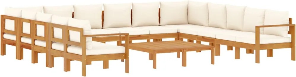 3214855 vidaXL Градински комплект диван с възглавници, 10 части, акация масив