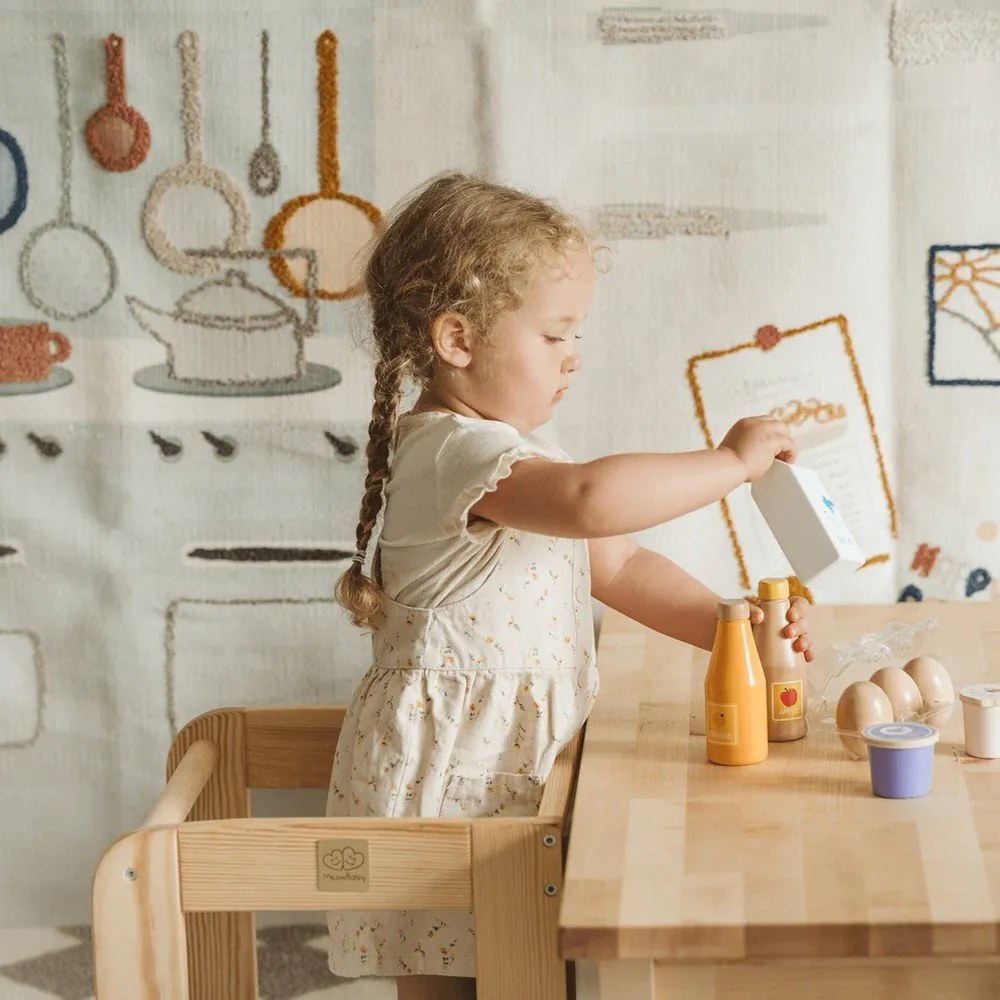 Учебна кула от масивен бор в естествен цвят Montessori – Meowbaby