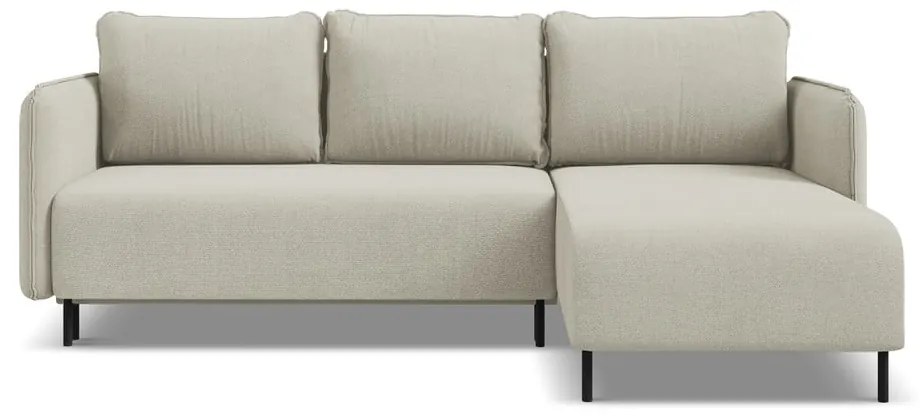 Бежов разтегателен ъглов диван с място за съхранение (десен ъгъл) Luana – Makamii