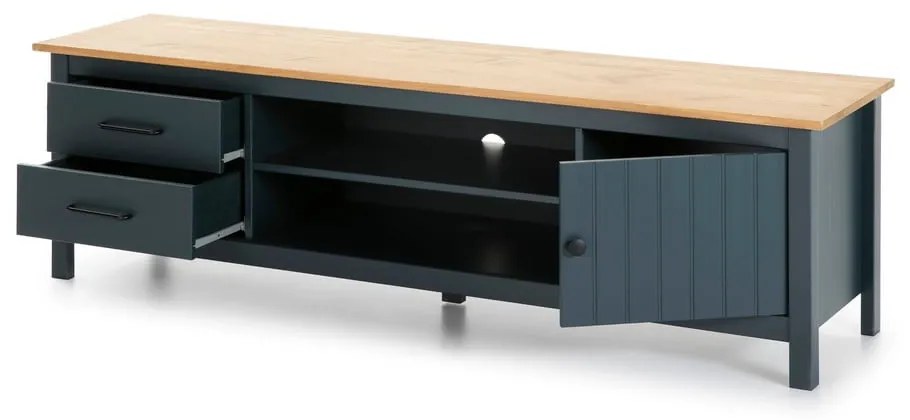 Тъмносиня борова телевизионна масичка 158x47 cm Miranda - Marckeric