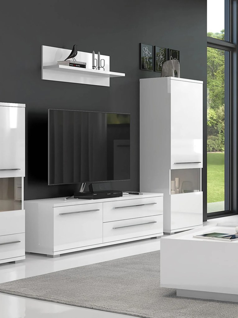TV шкаф Realm 1D2S-дължина: 135 cm-бял