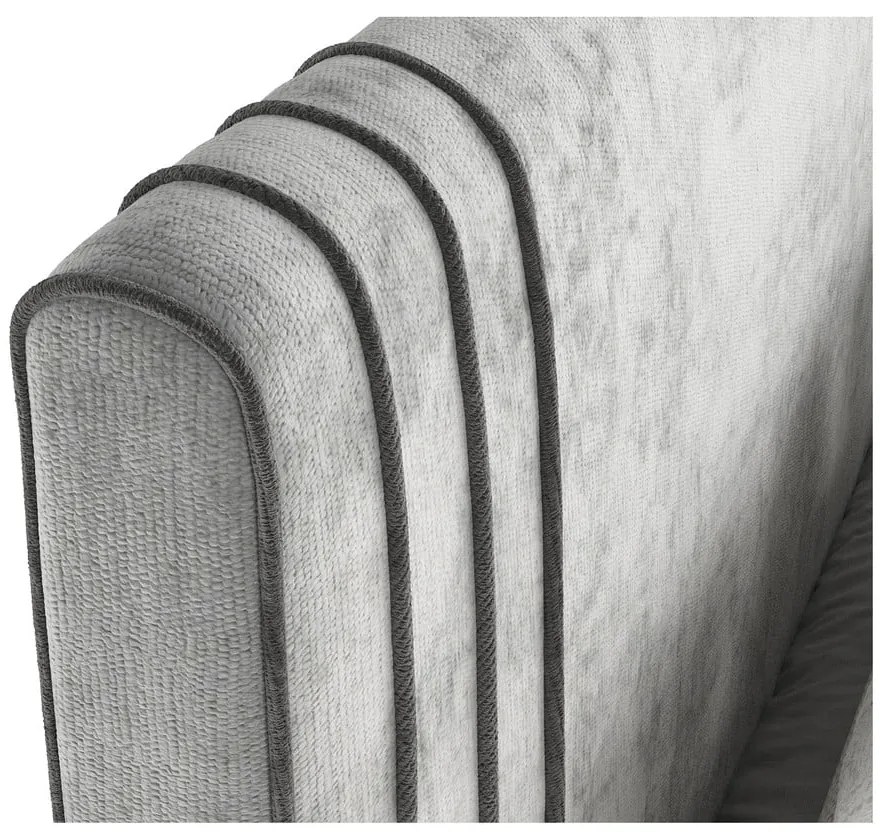 Сиво тапицирано двойно легло с място за съхранение 200x200 cm Musca – Maison de Rêve