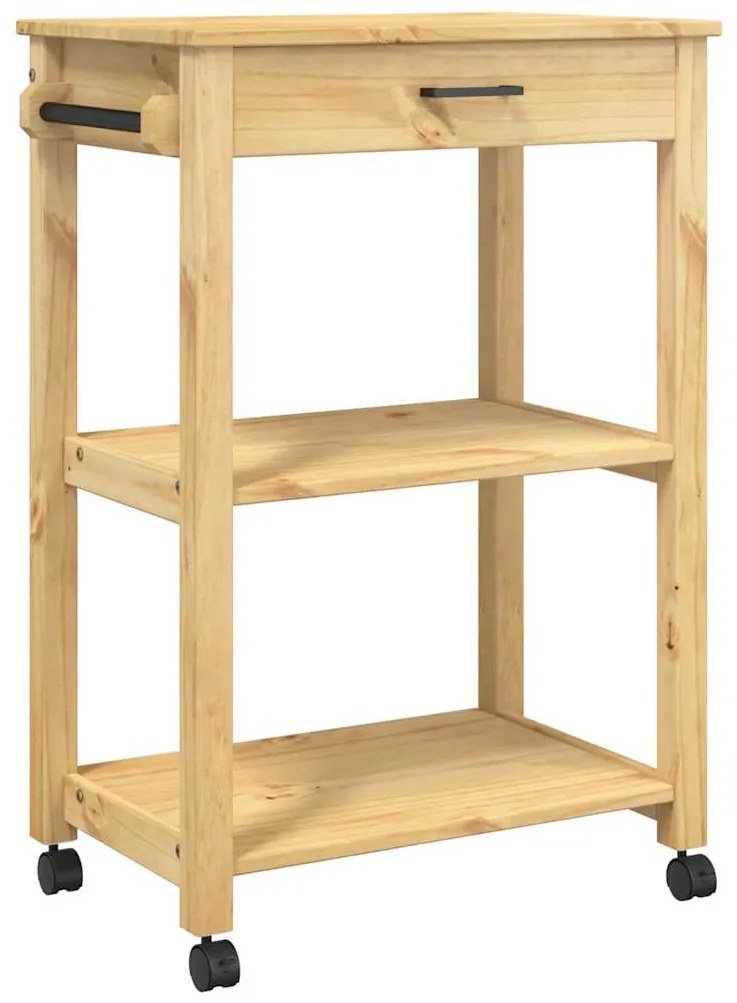 376094 vidaXL Кухненска количка "MONZA" 60x40x88,5 см борово дърво масив