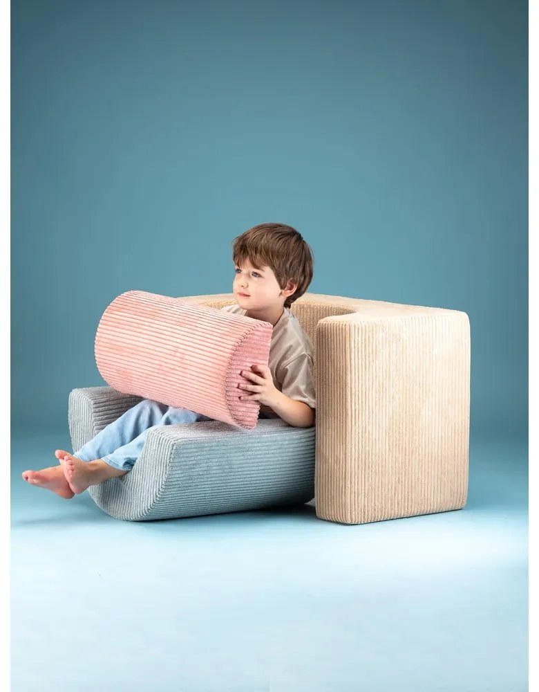 Светлокафяво велурено игрище от пяна 75x49x37 cm Rainbow Montessori – Wigiwama