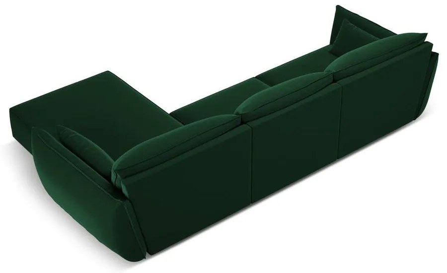 Тъмнозелен кадифен ъглов диван (десен ъгъл) Vanda – Mazzini Sofas