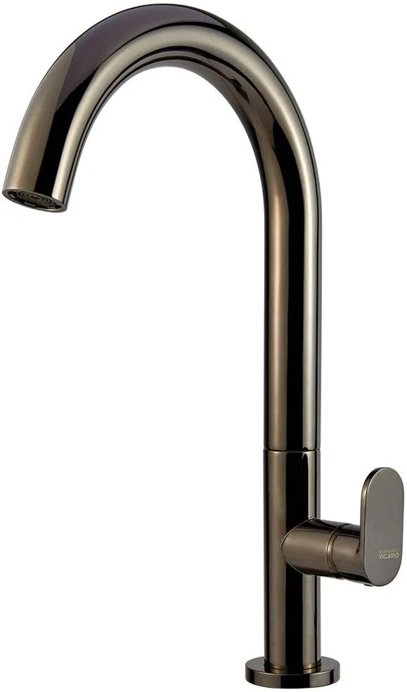 Смесител за умивалник висок с клапан Clic-Clac Slim Vicario-Черен