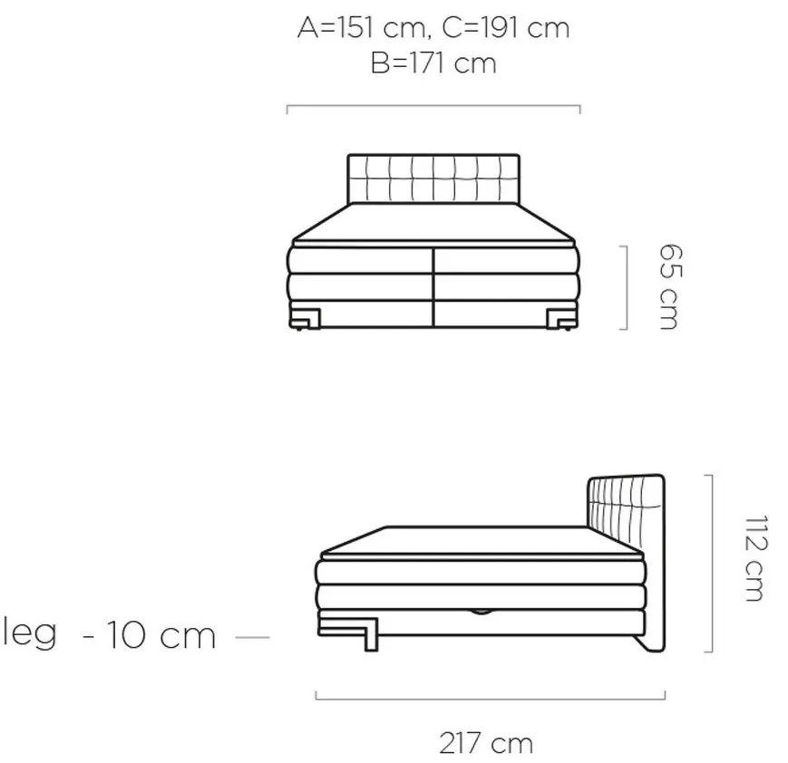 Тапицирано легло Navona с матрак и плот-Kafe-140 x 200