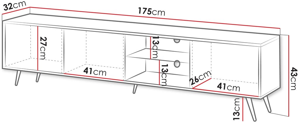 TV кабинет Porto-Leuko-Length: 135 cm