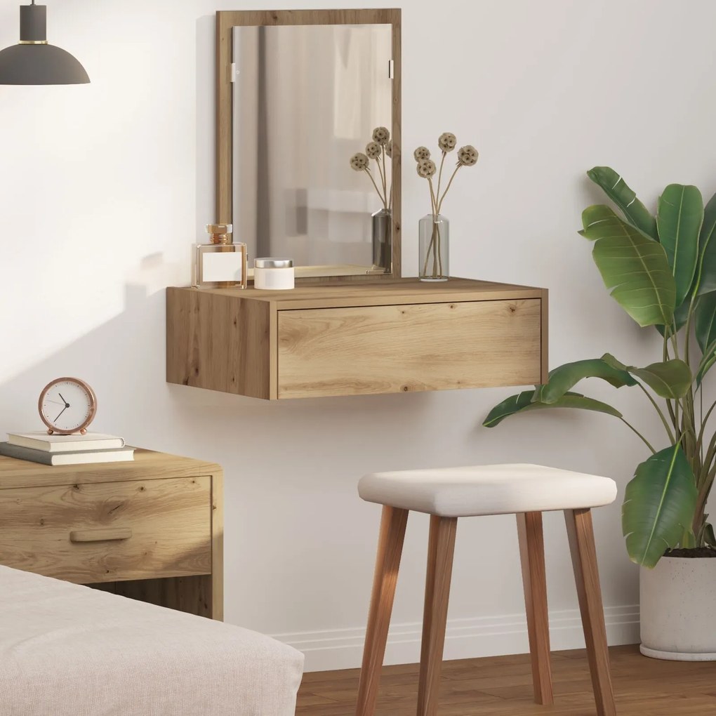 Sonata H Огледално тоалетно шкафче занаятчийско дъбово 60x40x70 см