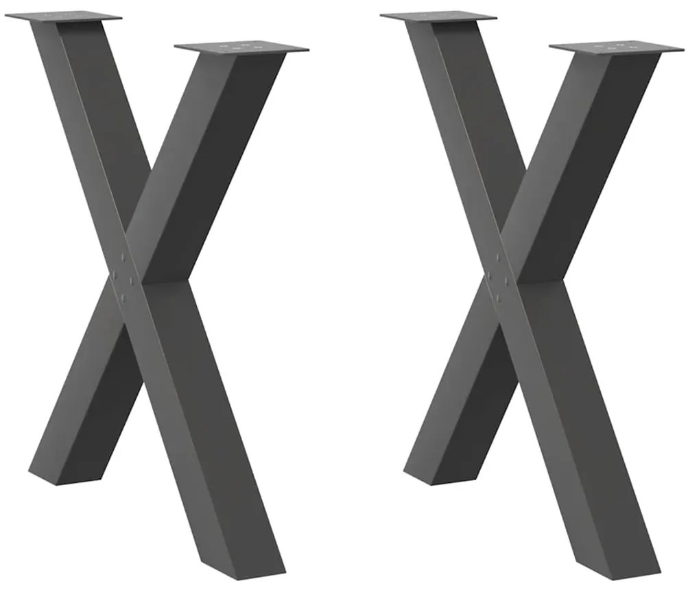 4012982 vidaXL Крака за трапезна маса, X-образни, 2 бр., антрацит, 80x(72-73) см, стомана