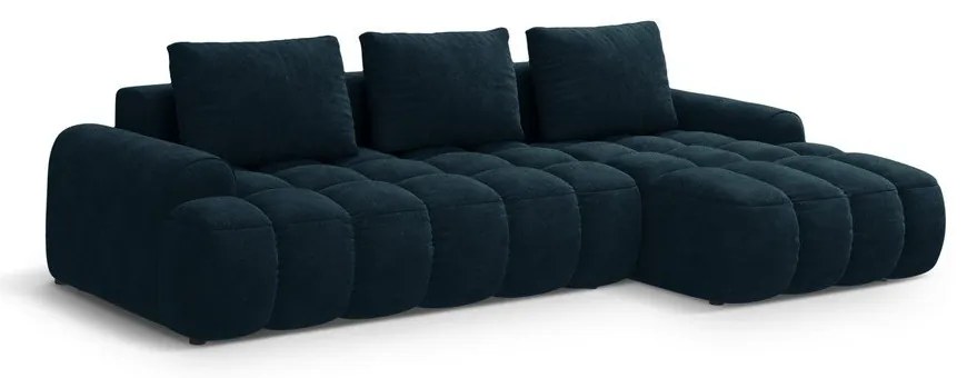 Кадифен сгъваем/с място за съхранение ъглов диван в петролен цвят (десен ъгъл) Linz – Cosmopolitan Design