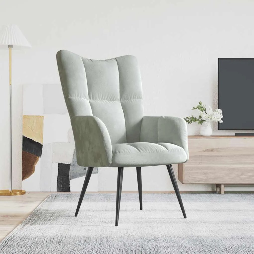 328073 vidaXL Релаксиращ стол, светлосив, кадифе