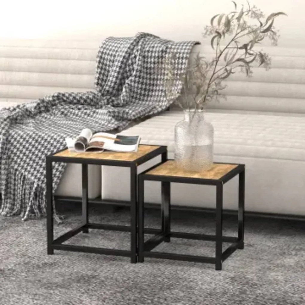 331656 vidaXL Маси за чай, 2 бр, МДФ, черно и жълто