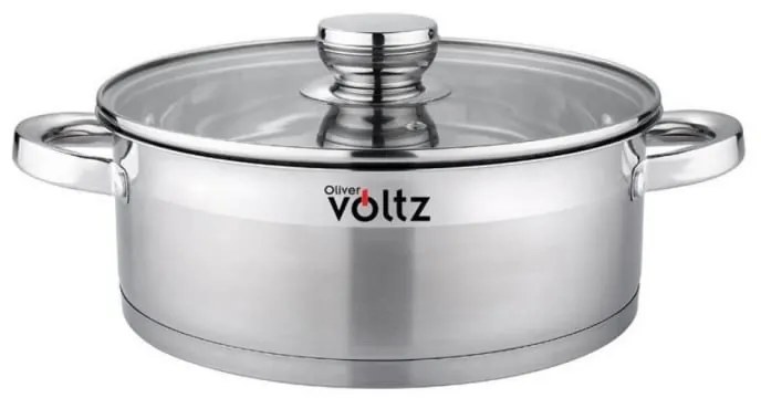 Тенджера Oliver Voltz OV51210Q26, 5.1 л, 26 x 10 см, Плитка, Индукция, Дебело дъно, Инокс