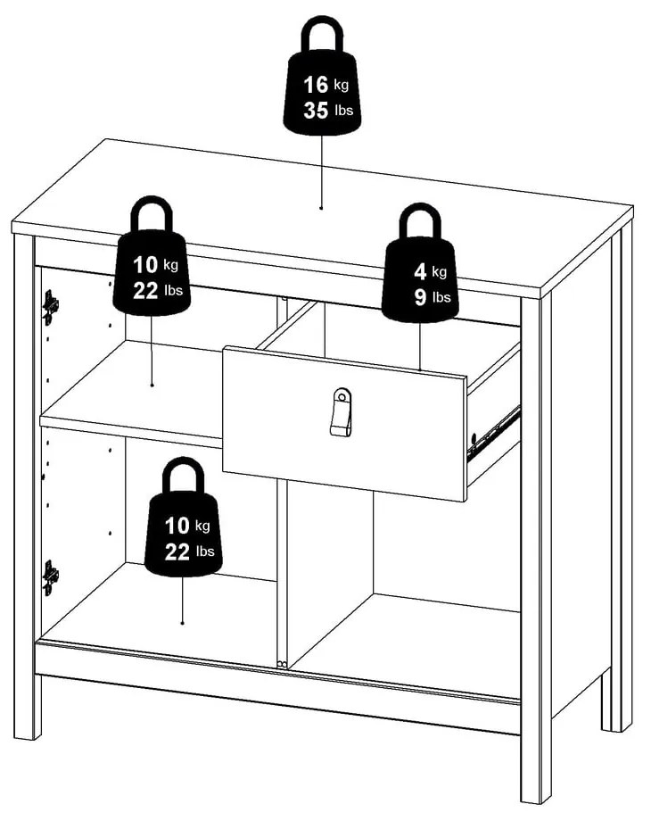Черен нисък скрин 82x80 cm Madrid – Tvilum