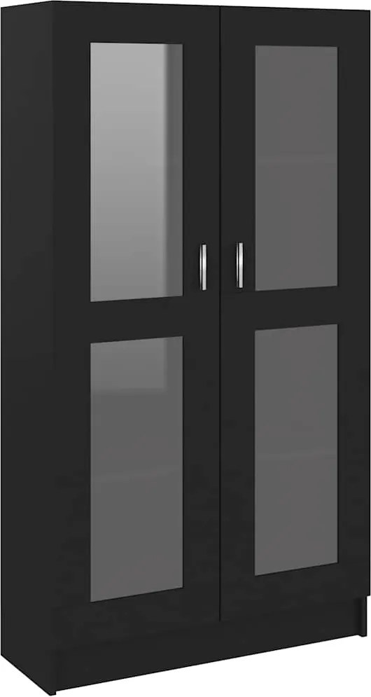 802760 vidaXL Шкаф витрина, черен, 82,5x30,5x150 см, инженерно дърво