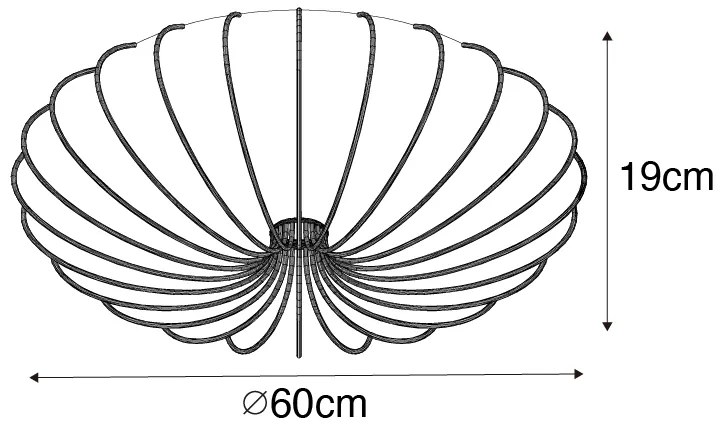 Дизайнерски таванна лампа златиста 60 см 5-светлина - Plu