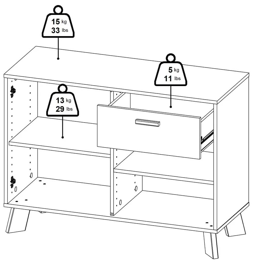 Скрин от дъбов декор в бял и естествен цвят 99x73x39 cm Ikast – Tvilum