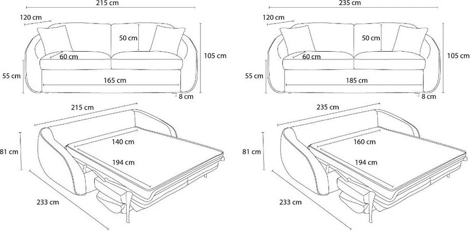 Кафяв разтегателен диван 235 cm Cezanne – Bobochic Paris