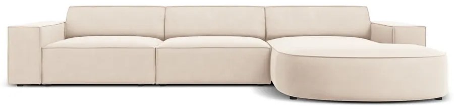 Ъглов диван от бежово кадифе (десен ъгъл) Jodie - Micadoni Home
