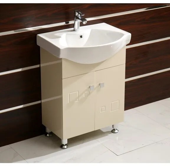 Долен шкаф за баня ICP 6080 BEIGE, PVC, бежов, с умивалник, 61.5x44x85см