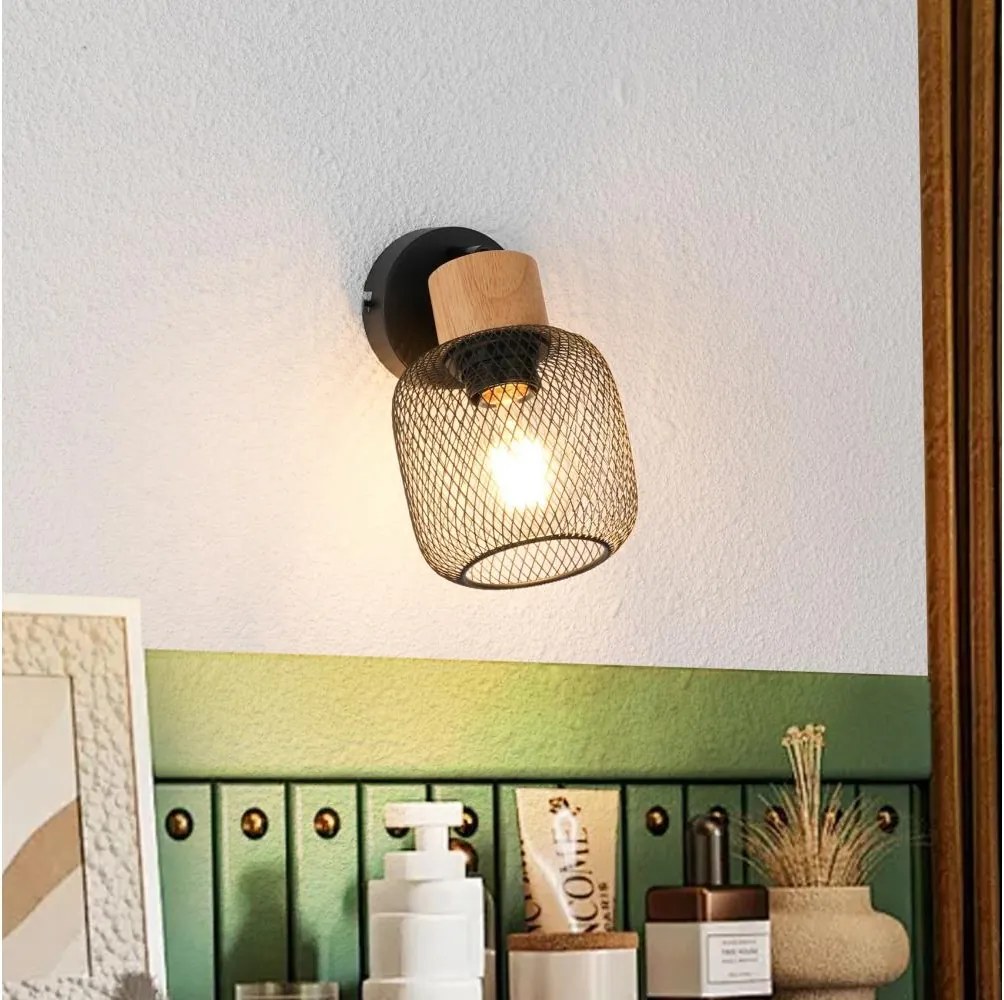 Brilagi - Стенно точково осветително тяло BASKLITE 1xE27/15W/230V дърво/черно