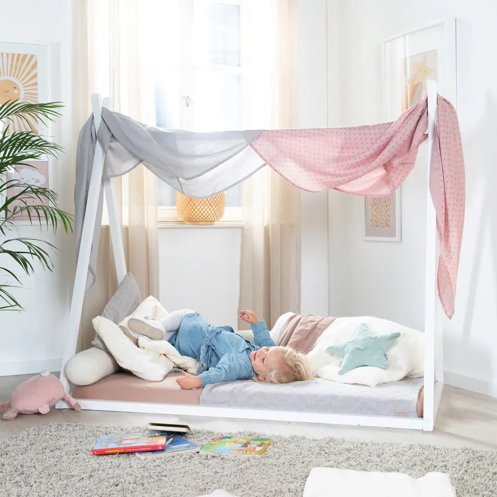 Бяло детско легло тип къща 70x140 cm Montessori – Roba