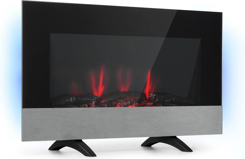 Klarstein Basel Baseline, електрическа камина, 2000 W, 2 нива, термостат, стъкло, неръждаема стомана