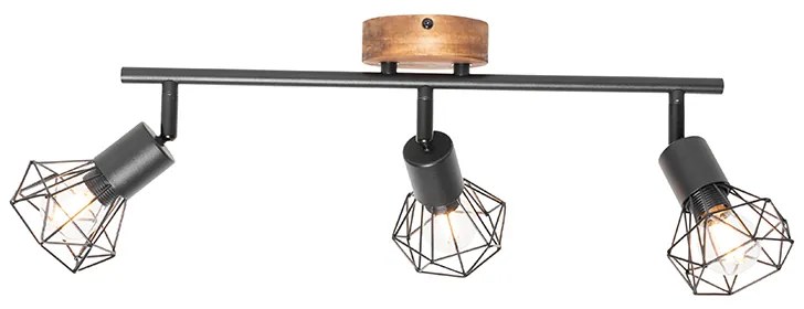 Прожектор черен с дърво, въртящ се и наклоняващ се 3-светлина - Mosh