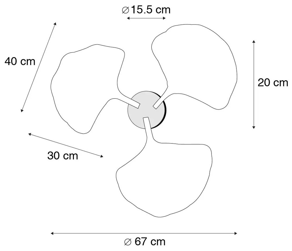 Ориенталски таванен аплик месинг с черен 3-светлина - Louka