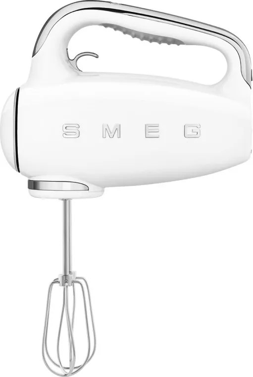 Ръчен миксер SMEG 50's Style HMF01WHEU, 250W, 9 скорости, Турбо, Скрит LED дисплей, Таймер, Аксесоари, Бял