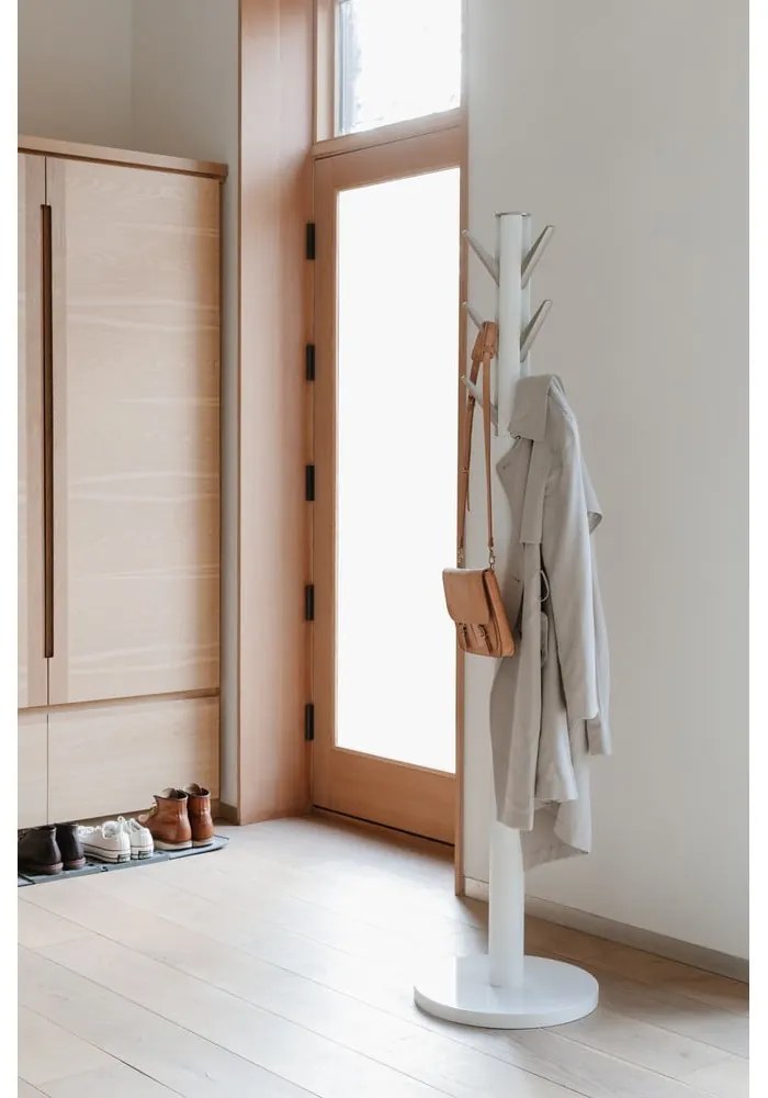 Бяла каучукова дървена закачалка Flapper - Umbra