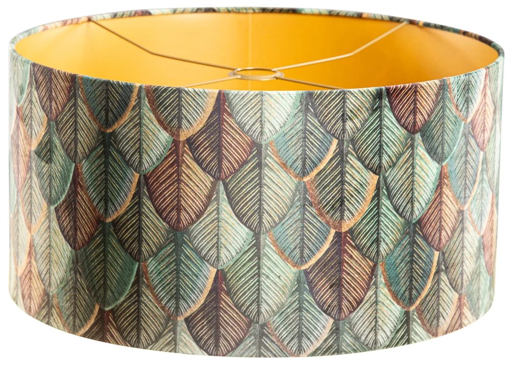 Кадифена абажура с дизайн на листа и златно покритие 50/50/25