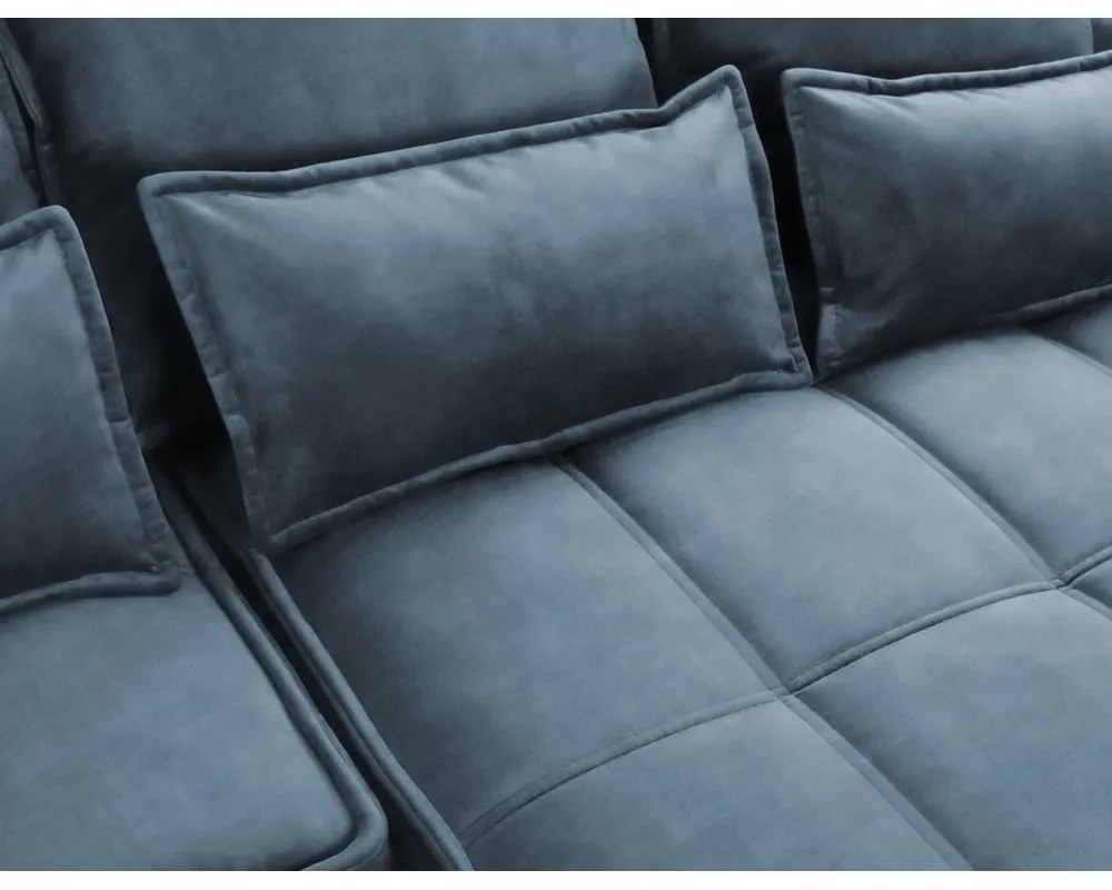 Син кадифен сгъваем/с място за съхранение ъглов диван (десен ъгъл) Campo – ELTAP