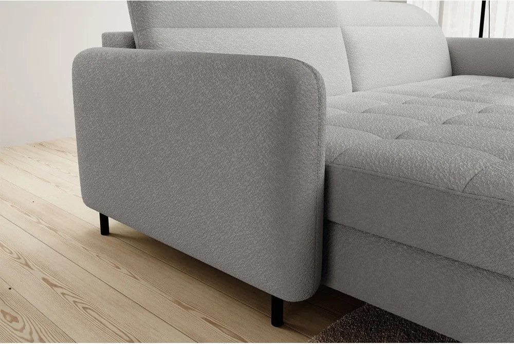 Сив разтегателен ъглов диван с място за съхранение от букле (ляв ъгъл) Gomsi – ELTAP