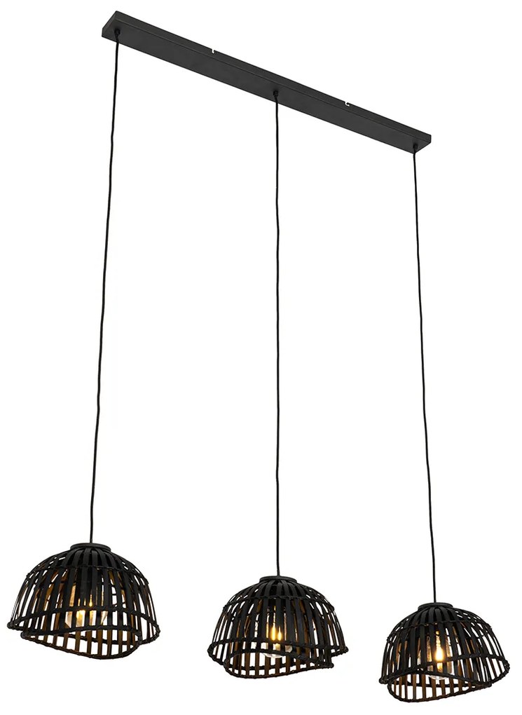 Ориенталски висящ аплик черен бамбук 3-светлина - Pua