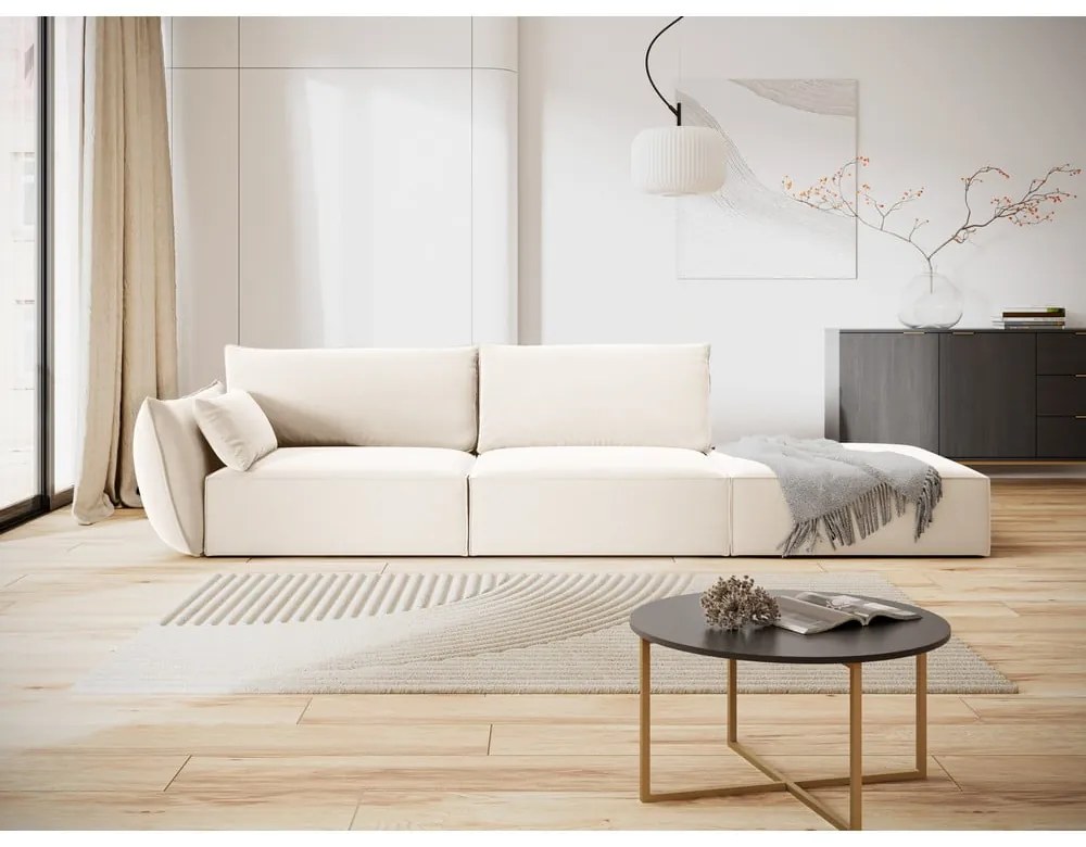 Бежов кадифен диван ляв ъгъл 264 cm Vanda – Mazzini Sofas