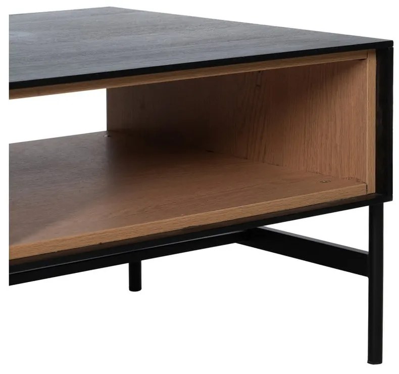 Масичка за кафе от ясен в черен и естествен цвят 60x124 cm Orleans - Ixia