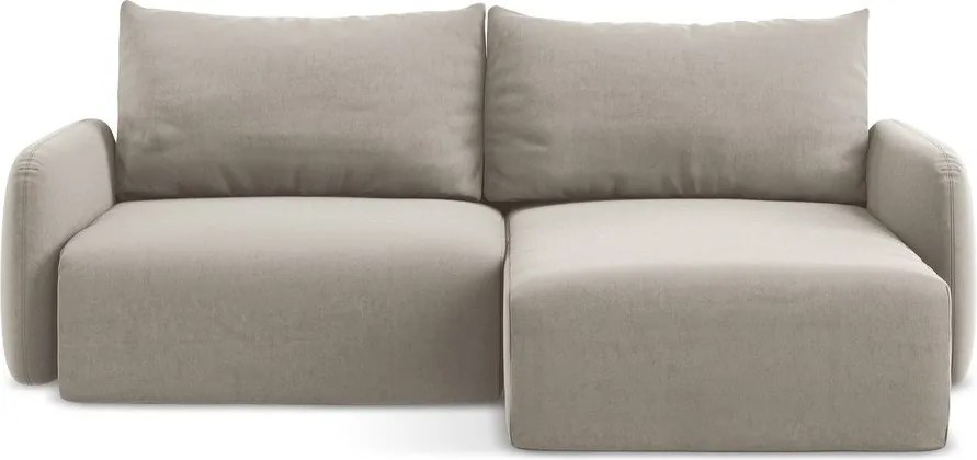 Кафяво-сив кадифен сгъваем/с място за съхранение ъглов диван (десен ъгъл) Kalena – Makamii