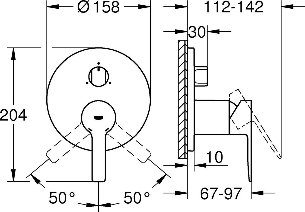 Външни части на вграден смесител за кран Grohe Lineare New -Сребърен Mat